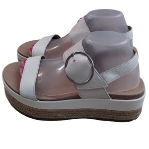 UGG "April" White Platform Sandals with Tan Sole